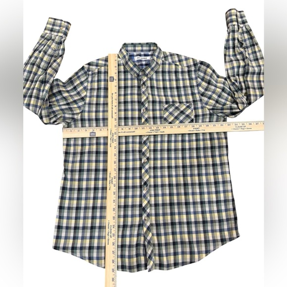Ben Sherman Men's Plaid Shirt - Green, Yellow, and Blue XL - Picture 3 of 7